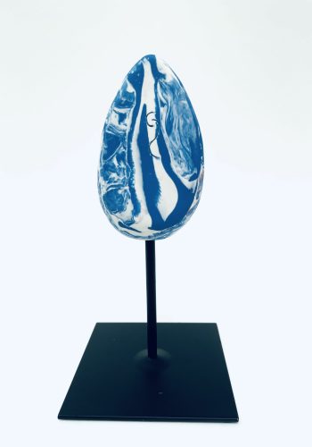 B Sein porcelaine zébreé Blanche & bleue doré