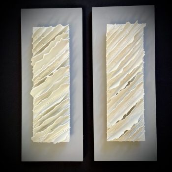 Bas relief-papier pocelaine collection écorces chemin de traverse format rectangulaire 2 Compo vue de face