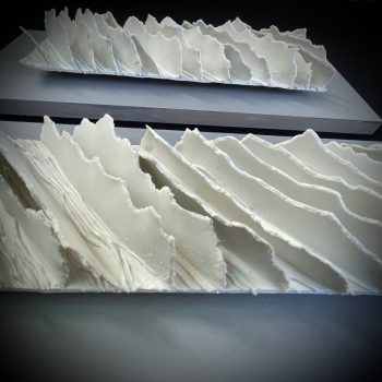 Bas relief-papier pocelaine collection écorces chemin de traverse format rectangulaire 2 compo vue de côté
