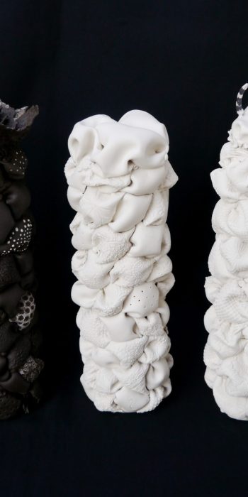 Sculptures Natures- sculptures colonnes porcelaine et gré noir