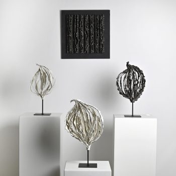 Sculptures compo Arbre papier porcelaine et Gres noir