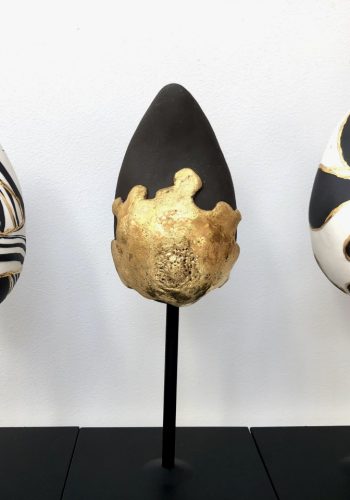 Sein gres noir + porcelaine + Or compo